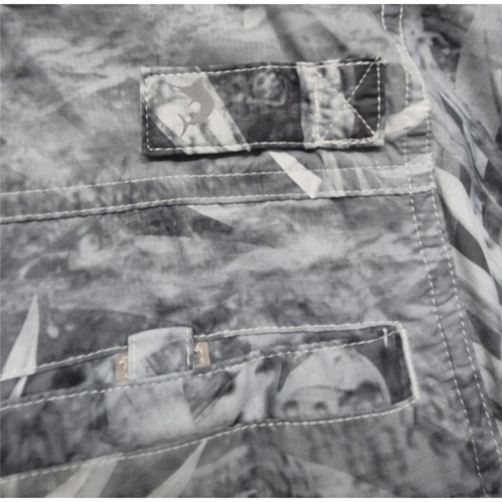 REEL Legends Men's black/gray floral print Shirt‎ Saltwater SS button up vented - Picture 5 of 16